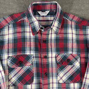 Vintage Five Brother 70s 80s 2XL XXL Union Made In USA Plaid Flannel Button Down